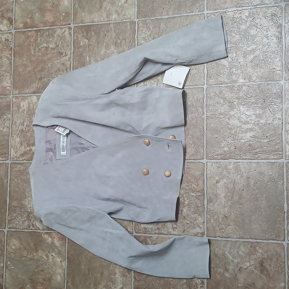 NWT Evan Davies Silky Suede Women's Gray Jacket Size 6